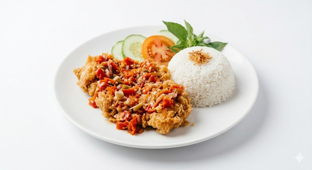 Ayam Geprek Nasi Putih
